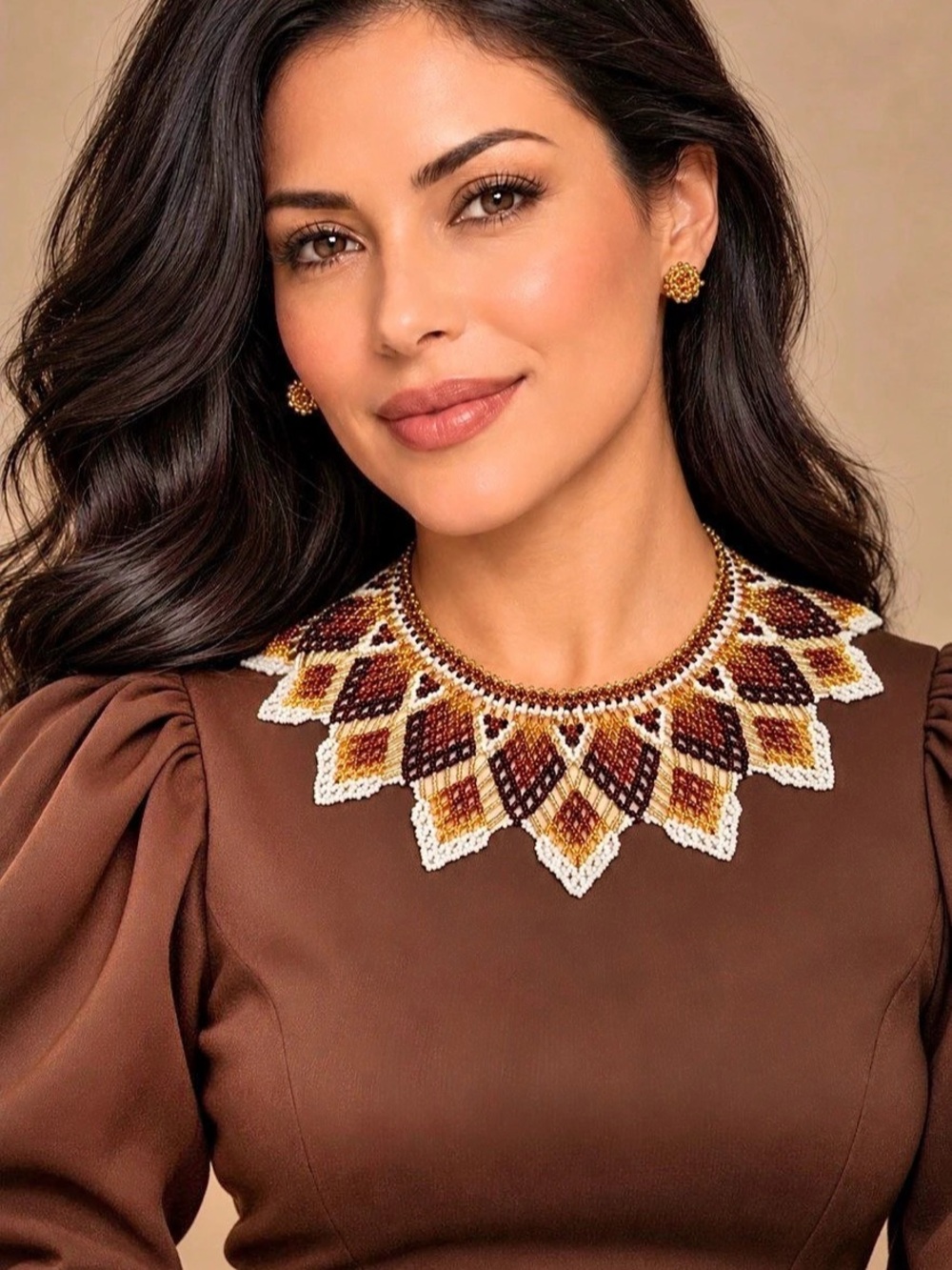 Handmade Beaded Collar Necklace & Earring Set